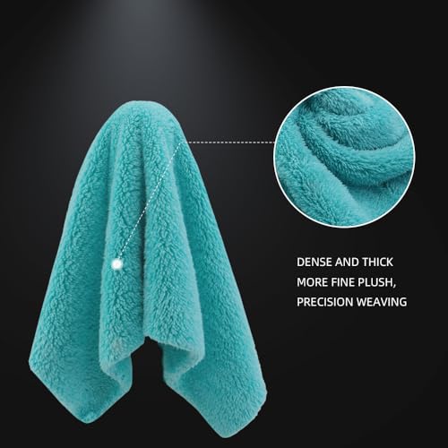 SPTA Microfiber Drying Towel Car Wash Drying Towel, 6 Pack Super Plush Edgeless Car Wash Towels for Auto Detailing, 16.1x17.7 in, 420GSM, Teal Blue-MT039 - Image 6