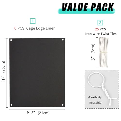 Oncpcare 6 Pack Pet Cage Liner Protection Block Light 10\'\' x 8.2\'\' Rabbit Cage Urine Guard Cage Edge Liner Guinea Pig Side Lining Habitat Siding Small Animal Cage Accessories (Black) - Thumbnail 6