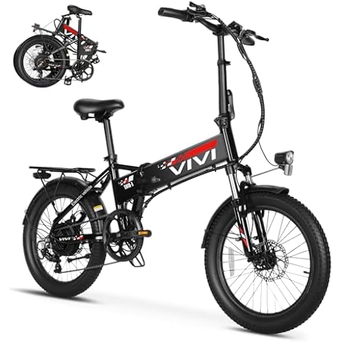 Vivi Folding Electric Bike for Adults, 20" x 2.4 Fat Tire Ebike