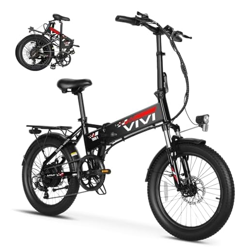 Vivi 20" Folding Electric Bike 500W Folding Ebike Electric Bike for Adult, Foldable Electric Bikes Adult Electric Bicycles with 48V 7.8AH Removable Battery, Shimano 7 Speed Electric Commuter Bike
