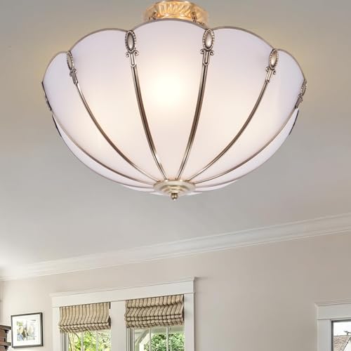 QHRAY 4-Light Semi Flush Mount Ceiling Light, 20.47 inch Tiffany