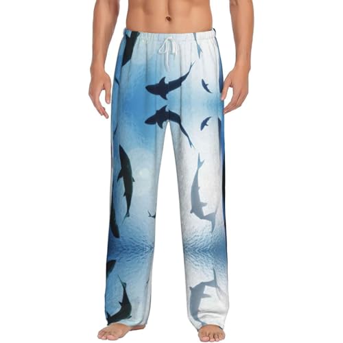 Pantalon pyjama requin homme grand taille S-5XL bas détente doux imprimé océan
