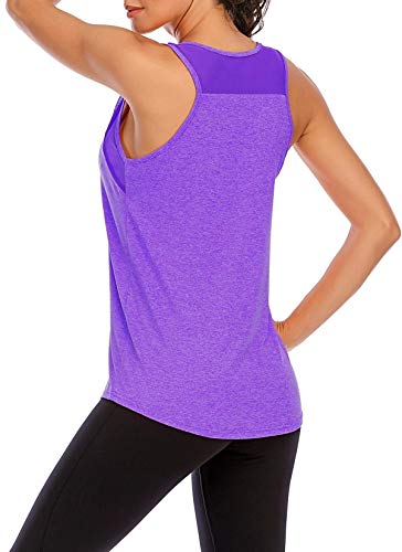MIDOSOO Women's Breathable Athletic Tank Tops with Mesh Back Detail - Perfect for Yoga, Running, and Gym Workouts