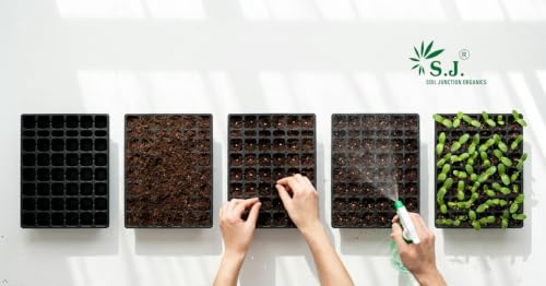 Image of SJ Organics Seed Starter Tray - Pack of 10 (48 Cells Each) | Heavy Duty Germination Tray for Vegetables, Flowers & Hydroponic Gardening
