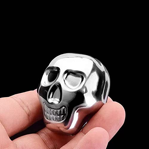 Piedras de Hielo Reutilizables de Acero Inoxidable en Forma de Calavera, Set de 6 miniatura 6