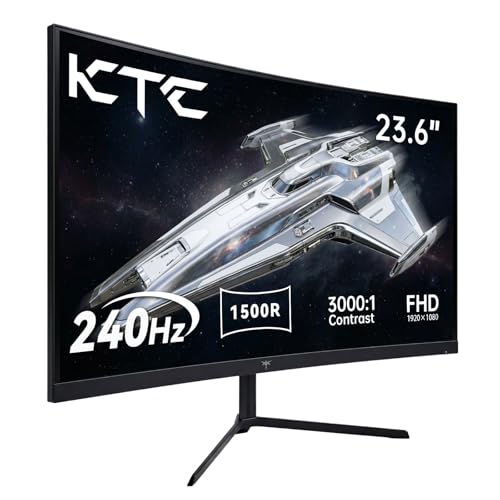 Image of KTC 24 Inch Curved 240Hz Gaming Monitor, FHD 1500R Curved Computer Monitor 1080P, 3000:1 Contrast, Adaptive Sync, HDR, MPRT 1ms, HDMI DisplayPort, Low Blue Light, Tilt, VESA Mount, H24S17P