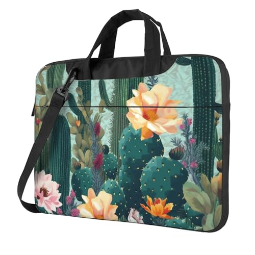 Sac à bandoulière pour ordinateur de 13 à 15,6 pouces motif cactus