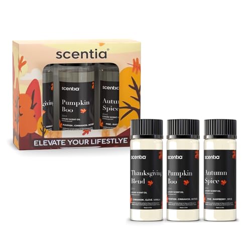 Scentia Fall Essential Oils for Diffuser with 3 Cozy Scents: