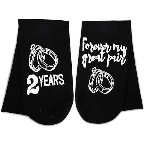 2nd Anniversary Cotton Gift “Two Years, Forever My Great Pair” A Pair of Socks with Card, Gift Box, Unique 2 Year Anniversary Cotton Gift for Him,Her,Husband,Couples2