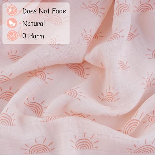 Image of Viviland Muslin Swaddle Blankets, Breathable and Skin-Friendly Baby Receiving Blankets, 2-Pack Sun, 47 x 47 inches