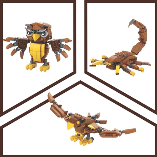 Image of Apex 3-in-1 Wild Animal Building Blocks Toy Set- Build Owl, Hawk or Scorpion | 194 PCS Creative Construction Bricks | STEM Educational Toy for Kids Ages 6+