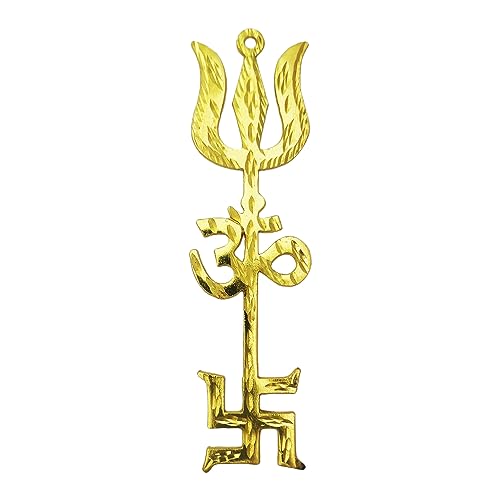Galaxie Karmaa Brass Swastik Om Trishul Trishakti Yantra Main Door Entrance Home Office Decor Astrology