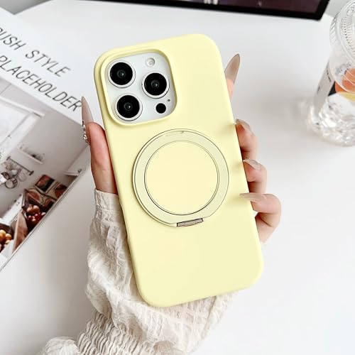 Coque magnétique iPhone 16 Pro Max jaune avec anneau support pour visionnage mains libres stable