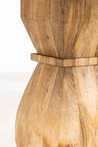 Image of Brewed Beauty Mango Wood Round Dining Table with French Legs -6 Seater Table Only | 6 Seater Dining Table for Dining Room-140D x 140W x 78H Cm (Natural Finish)