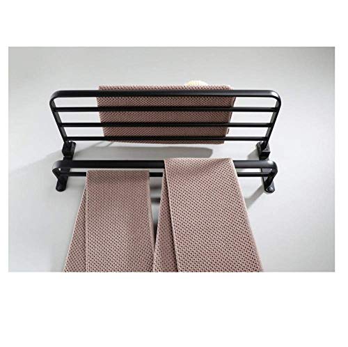 Toallero de aluminio de espacio negro mate de 60cm con estante premium plegable 3