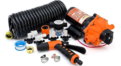 80PSI 7.5 GPM Washdown Pump Kit - 12V Marine Self-Priming Water Pump with Pressure Switch, High-Performance RV Fresh Water Pump for Boats, Campers, Travel Trailers, Sprayers, and Yachts