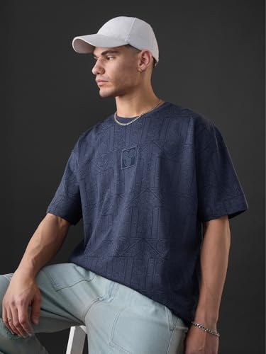 Image of The Souled Store Avatar: Air Fire Water Earth Bender Men and Boys Short Sleeves Round Neck Applique Pathed Woven Badge Casual Streetwear Cotton Oversized T-Shirt