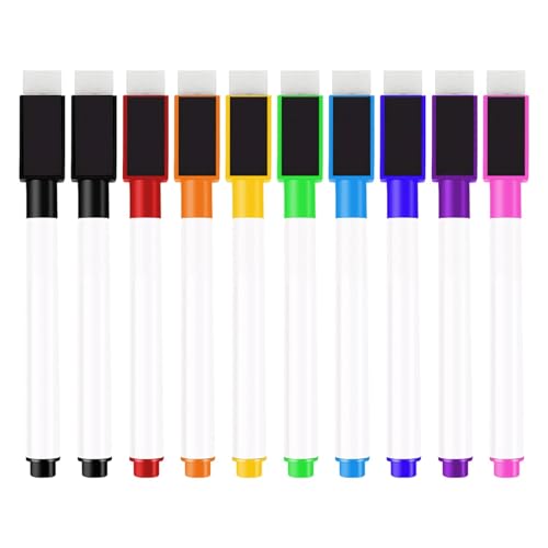 Annvchi Rotuladores Pizarra Blanca, 10 Unidades, 9 Colores, se Pueden Limpiar, Para Pizarras Blancas, Pizarras de Notas y Más