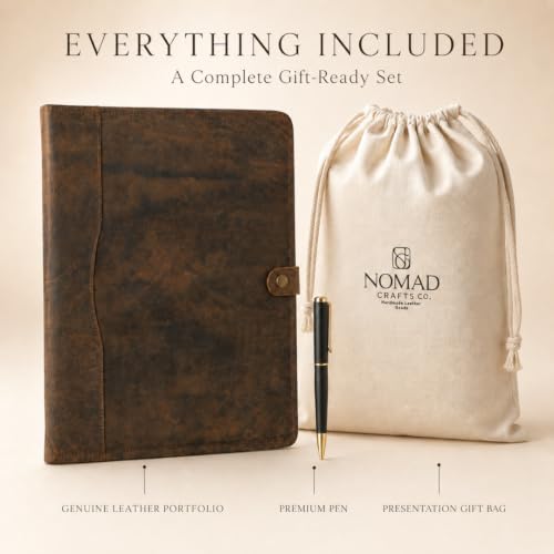 NomadCraftsCo Leather Portfolio with Pen