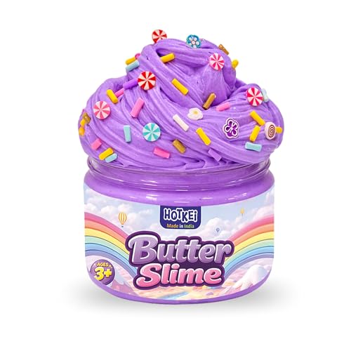 Image of HOTKEI Purple Color Lavender Scented Butter Slime for Kids 3 to 10 Years Kit Set with Sprinkles Candy Charms Soft Stretchy Toy Slime Gel Birthday Return Gift Toys for Kids Boys Girls Birthday