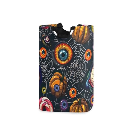 Jihqo Laundry Hamper Basket Halloween Evil Eyes Collapsible Nursery Storage Bin Waterproof Clothing Baskets for Home Bedroom Bathroom Washing Room