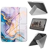 Case for iPad mini 7 A17 Pro 2024/iPad Mini 6 2021 8.3 Inch iPad mini 7th/6th Gen Case, Shockproof Clear with Pencil Holder Folding Y Shape Stand Cover,Blue Pink Gold Marble