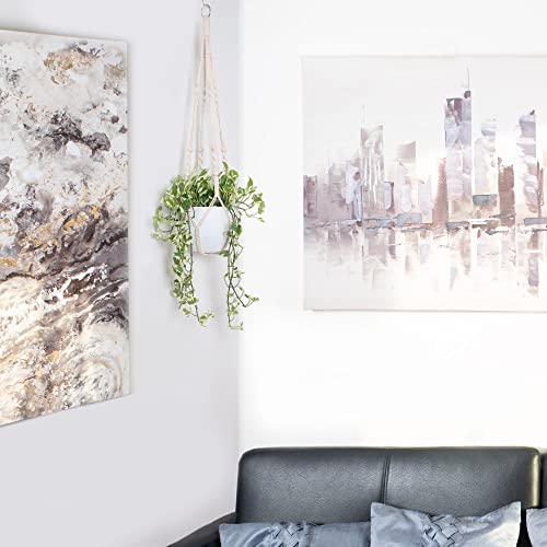 Inli Macrame Plant Hanger Indoor Hanging Macrame Planters 35" Beads Single Tier Plant Macrame Hanger Hanging Plant Holders For 5-10” Planters. No Tassel Macrame Plant Hangers. #TOP4