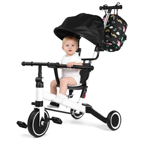 SINBIDE Triciclo Evolutivo Multifuncional para Niños 1-6 Años, Triciclo Plegable con 4 en 1 Diseño, Bicicleta sin Pedales, Andador, Soporte de Equilibrio, 25 kg Máx, Ligero y Portátil – Regalo Ideal