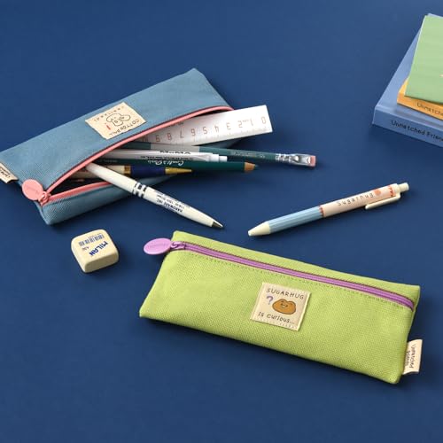 Image of Monolike Unmatched Friends Pen Case, Blue - Pencil Pouch, Portable Pencil Bag, Office Pouch Case