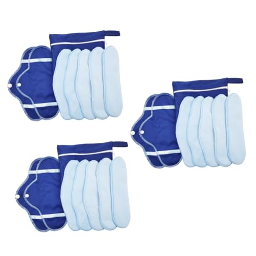 COLLBATH 3sets Washable Sanitary Pads Reusable Menses Pads Soft Breathable Zipper Bag for Travel 8pcs*3