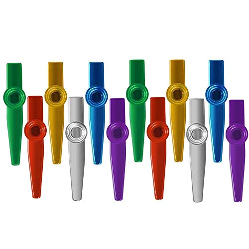 Kazoo Metal Musical Instruments Kazoos Multipack Flute Diafragma para Fiesta infantil Favores Regalos, buen Compaero para Guitarra ukelele Violn y Teclado 12 piezas