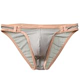 Faringoto Men's Polyester Low Waist Thin Belt Underwear Colorblock Breathable Sports T Pants Armygreen