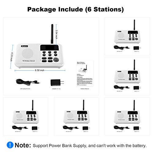 Wuloo WUL-WIS-6P-WHITE-888 Intercoms Wireless For Home 1 Mile Range 22 Channel 100 Digital Code Display Screen thumb #6