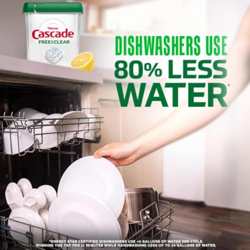 Cascade Free and Clear Dishwasher Pods, Dishwasher Detergent, Grease Fighting Power of Dawn Dish Soap, Lemon Essence, 47 Count - image 8