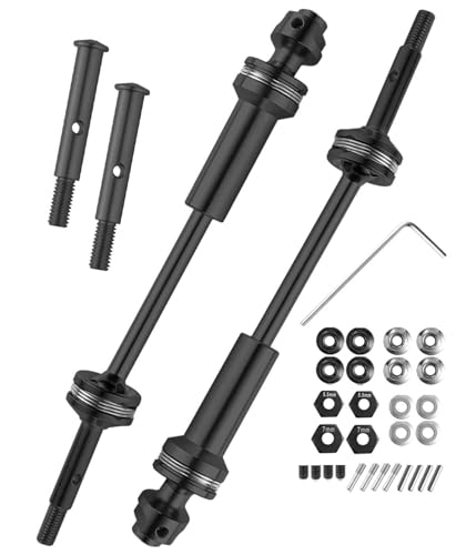 RCMYou RC Drive Shaft CVD Axles Upgrades Part for 1/10 Slash 2WD VXL Stampede 2WD VXL Rustler 2WD VXL Hoss 2WD VXL,Stainless Steel #45 Rear Driveshaft CVD Front Axles w/Hex,Black