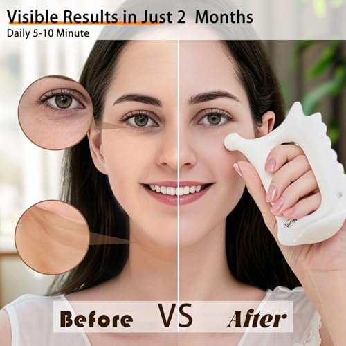 Ceramic Gua Sha Tool for Face & Body, Christmas Gifts for Adults Mon, 6 in 1 Facial Massage, Lymphatic Drainage, Jaw Lifting, Puffiness Care, Neck Massage for Stress Relief - Home Self Care, White - Image 5