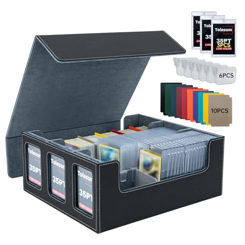 Tolesum Commander Deck Box per MTG con 3 carte Magnetiche 35PT, Scatola per 1800+ Carte con 10 Divisori e 6 Clip, Adatta per Scatola Porta Carte Collezionabili Toploader da 3x4 per Magic TCG–Nero
