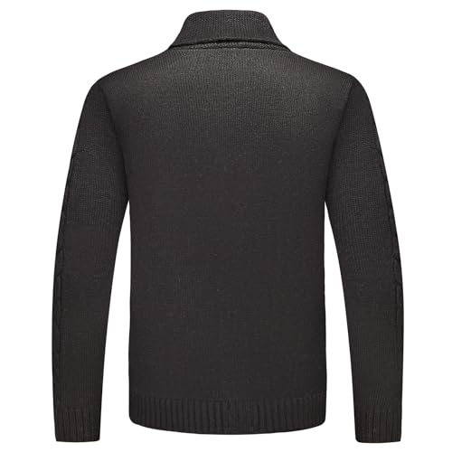 Lamgool Men's Shawl Collar Cardigan Sweater Slim Fit Cable Knit Casual Button Down Sweaters for Fall Winter4