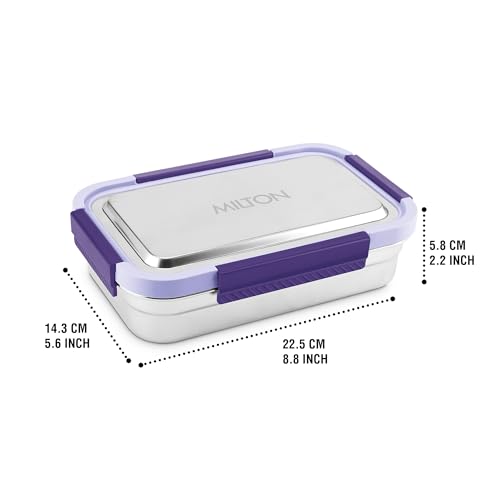 Image of MILTON Modern Meal Sr. Stainless Steel Tiffin, Set of 2 (950 ml,150 ml), Purple | Food Grade | BPA Free | Refrigerator Safe | Odour Free I Durable and Stylish Lunch Box for Home, Office & Travel