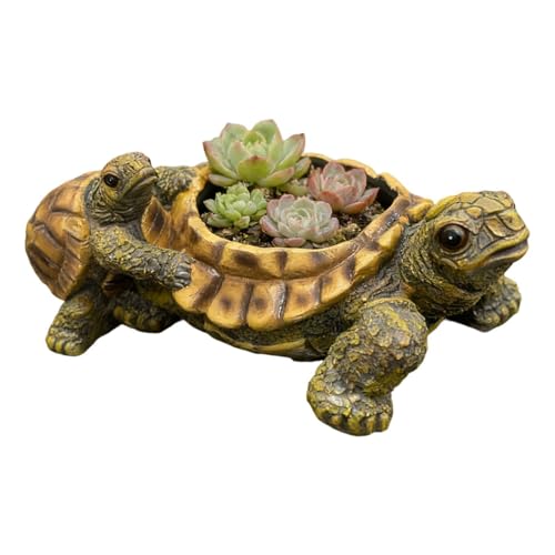 Genérico Maceta Animales - Jarrón Jardín Forma Tortuga, Resina Estatuilla Decorativa, Acabado Resistente + Base Estable, Piedra Sintetica Moldeada - para Estantes Mesas & Salon Cocina Entrada Casa