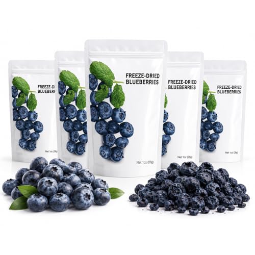 Wise Harvest Freeze Dried Blueberries, Five 1 oz Bags