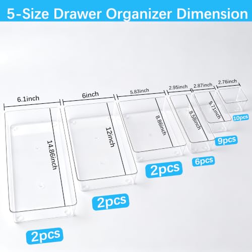 Image of Manalete 31 Pcs Clear Plastic Drawer Organizer, Makeup & Vanity Organizer