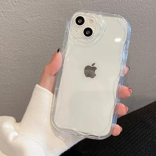 Image of KC Back Cover for OnePlus Nord CE 4 5G - New Curly Wave Frame Shape Shockproof Bumper Soft Silicone Case with Camera Protection (Transparent)