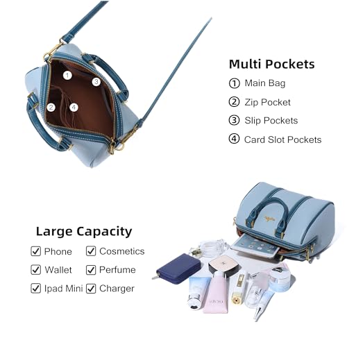 Image of Angel Kiss Women Satchel Purses and Handbags Vegan Leather Boston Barrel Bag Top Handle Shoulder Purse with Crossbody Strap | Vegan Leather