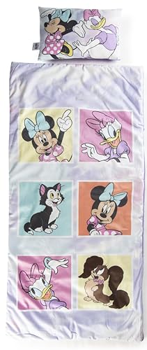 Jay Franco Sac de Couchage Disney Minnie Mouse avec Oreiller intégré, Ensemble Couverture et Oreiller, Tapis de Sieste avec poignée de Transport, 2 pièces