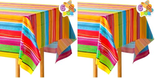 Image of JOYIN 6 pcs Cinco De Mayo Printed Plastic Tablecover w /Multi Color Style (54 x 108 INCHES) for Fiesta, Taco Night, Birthday, and Mexican Themed Party (Pack of 2)