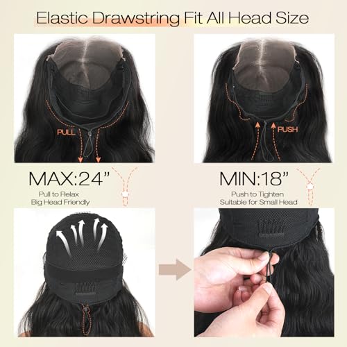 250% Density Glueless Wigs Human Hair Pre Plucked Pre Cut 7x6 HD Lace Closure Wigs Human Hair Body Wave Lace Front Wigs Human Hair for Women Drawstring Glueless Wigs for Beginners 26 inch