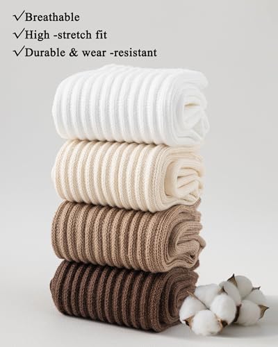 Image of 3 Pairs Slouch Socks for Women Soft Mid Calf Rib Scrunch Crew Tube Socks