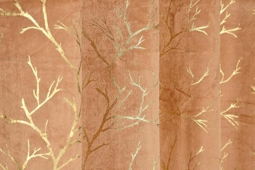 Image of Curtains 9 Feet Long for Living Room - Long Door & Window Curtain Set 1 Pcs Panel, Velvet Blackout & Stylish Parda for Home Decor & Office Golden Colour 9 feet -1 pcs