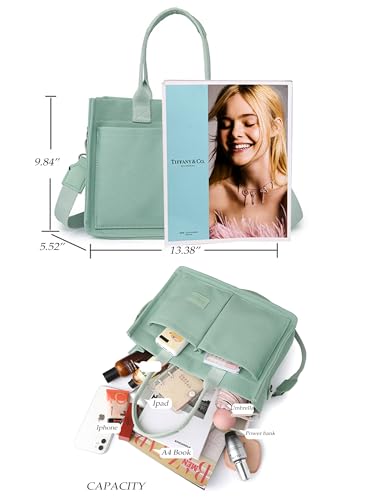 Image of Cherry Tote Bag for Women Canvas Patched Purse Cute Shoulder Bag Multi-Pocket Satchel Handbag for work travel